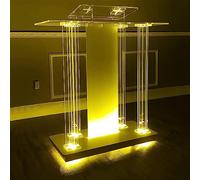 Pulpito da chiesa illuminato a LED, portatile, in acrilico trasparente, 101 cm, ideale per servizi di culto, benvenuto ed eventi