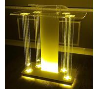 Pulpito da chiesa portatile in acrilico con luce a LED, moderno podio di presentazione per matrimoni, conferenze, aule ed eventi, leggio inclinato professionale per una maggiore visibilità e impatto.
