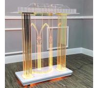 Pulpito della Chiesa in Acrilico con Ruote, Podio della Chiesa in Acrilico A LED con Rulli, Piattaforma di Lettura Verticale, Leggii for Discorsi E Podio for I Saluti D'ingresso