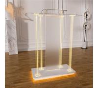 Pulpito in acrilico con ruote, podio trasparente, piattaforma di lettura verticale per chiesa, aula, discorso, matrimonio, concerto, durevole e versatile