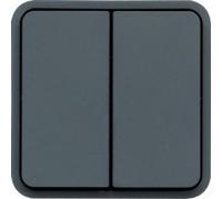 Pulsador doble con indicador luminoso, gris