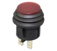 Pulsante a pressione impermeabile, spento/acceso non si blocca, 20 A a 12 V DC, 10 A a 125 V AC, 6 A a 250 V AC, IP65, 2 connettori, pulsante rosso non illuminato, montaggio a scatto con foro da 20