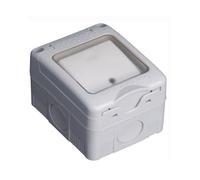 Pulsante a tenuta stagna di superficie 16A/250V IP55 con indicatore luminoso e coperchio in plastica per controllo di macchinari e applicazioni esterne.