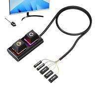 Pulsante Accensione PC - Interruttore Esterno LED RGB In Lega Di Alluminio 5x2,8x2,6cm | Cavo Prolunga Controllo Alimentazione Computer Desktop | Tasto Meccanico Ricambio Per E Ufficio