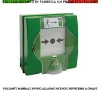 PULSANTE ALLARME COLORE VERDE X RICHIESTA MANUALE INTERVENTO RIPRISTINO A CHIAVE