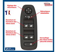 Pulsante Alzacristalli AVG Con Retro Abbattibile per Peugeot 208 Da 2012