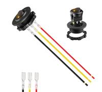 Pulsante Basculante Rotondo - Interruttore A Levetta A 3 Pin | Cavo Precablato Per Da Trapano Da 1 Pollice Con Luce LED Rossa, Levetta Illuminata Da 12 V Per, Camion, Marina E Veicolo, Pul