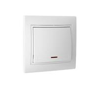 Pulsante bianco luminoso, meccanismo completo, viti, 83 x 81 x 10 mm