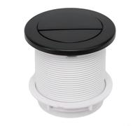 Pulsante cromato per cisterne ad aria a doppio scarico, ricambio per WC di marche comuni, design rotondo con attuatore interno (nero)