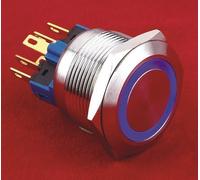 PULSANTE D= 22mm acciao inox IP67 RING LED VERDE 12V CONTATTO 1NA 1NC 250V 5A