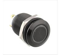 Pulsante da 12 mm senza fissaggio, anello illuminato in alluminio nero ON OFF ON, pulsante for auto, 1 pezzo(O,MOMENTARY RESET_YELLOW RING LED_12-24V)