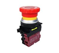 Pulsante di arresto di emergenza da 30 mm, interruttore On Off LA36M, interruttore di arresto di emergenza a fungo in plastica con luce LED rossa 220 V 12 V 24 V(With red light,AC220-380v)