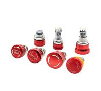 Pulsante di arresto di emergenza in metallo da 16/19/22 mm Interruttore in acciaio inossidabile Testa a fungo impermeabile Rotazione Reset Antiscivolo 1NO1NC 2NO2NC(16mm plastic,1NO1NC)
