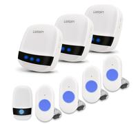 Pulsante di Chiamata Wireless, LIOTOIN Cercapersone con LED in Portata Fino a 180m Impermeabile Sistema di Assistenza per Anziani Pazienti Disabili Casa Ospedale (5 Trasmettitori 3 Ricevitori)