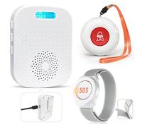 Pulsante di emergenza per anziani Sistema di telesoccorso interno Bracciale di emergenza per anziani Ricevitore ricaricabile Allarme SOS (Ricevitore*1 + Braccialetto*1 + Trasmettitore*1)