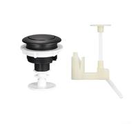 Pulsante di scarico per serbatoio WC, struttura in ABS, diametro 55 mm, compatibile con comuni tipi di valvole di scarico per serbatoi residenziali, staffa opzionale (nero+supporto)