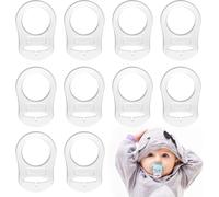 Pulsante di Silicone Anello LISOPO 12 Pezzi Adattatori per Ciuccio in Silicone, Ciuccio Clip Adattatore Adatto Alla Maggior Parte dei Succhietti per Bambini e porta ciuccio catenella MAM, trasparente