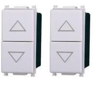 Pulsante doppio 1P+1P NO saliscendi compatibile Vimar Plana colore bianco 1202 (Confezione da 2)