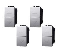 Pulsante Doppio Saliscendi 1P+1P 10A, Compatibile Con Bticino Living Light, Comando a Uomo Presente (4 Pezzi, Grigio)