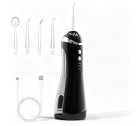Pulsante Idropulsore 4 Testine Scambio per facile per viaggio | Design impermeabile IP65, per sicuro uso per doccia bagno, plastica , per facile manutenzione(Black)