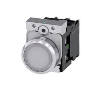 Pulsante luminoso, 22 mm, rotondo, metallo, lucido, bianco, pulsante, piatto, a chiave, 1S, AC/DC 24 V, collegamento a morsetto a vite; 3SU11520AB601BA0