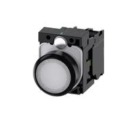 Pulsante luminoso, 22 mm, rotondo, plastica, bianco, pulsante, piatto, a chiave, 1S, AC/DC 24 V, collegamento a morsetto a vite; 3SU11020AB601BA0