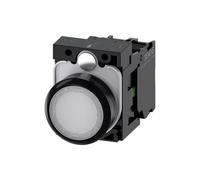 Pulsante luminoso, 22 mm, rotondo, plastica, bianco, pulsante, piatto, a chiave, 1S, AC230V, collegamento a morsetto a vite; 3SU11060AB601BA0