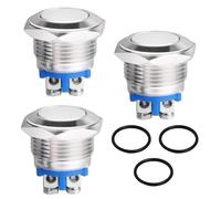 Pulsante momentaneo 19 mm 12 V 5 A AC/DC 220 V testa piatta impermeabile IP65 3 terminali a vite pulsante campanello normalmente chiuso in acciaio inox per sistemi di accensione auto e suono