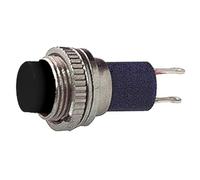 Pulsante NC normalmente chiuso ⌀9mm, tasto nero, unipolare, rotondo, tondo, foro montaggio 8mm M8, fissaggio a vite con ghiera, da pannello, 12V 220V 0,5A, contatti a saldare, micro, mini