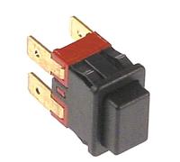 Pulsante nero, 250 V, 2NO 2 poli, connettore piatto 4,8 mm, dimensioni di montaggio 19 x 13 mm, 16 A, IP40, rettangolare, temperatura ambiente 125 °C