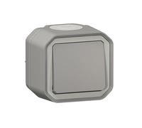 Pulsante NO LEGRAND impermeabile Plexo grigio 10A IP55 IK08 consegnato completo per fissaggio sporgente