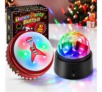 Pulsante per festa di Natale, 10 piste EDM da discoteca con luce inclusa | Pulsante EDM 30 sec riproduce 10 tracce con 6 luci RGB; luce rotante a colori discoteca; alimentato a batteria