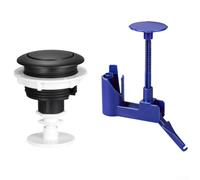 Pulsante per lo scarico del WC in ABS, pressione singola, regolabile in altezza, con staffa, cromato nero opaco, adatto a fori da 38 mm, 48 mm, 58 mm, leggero, 28 g, stile moderno per bagno e casa