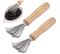 Pulsante per spazzole per capelli 2pcs per la spazzatura per capelli da 4, 5 pollici con maniglia scanalatura in legno e pettine portatile a filo metallico fine