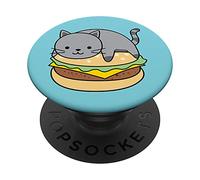 Pulsante per tenere fermo il cellulare con gatto verde Kawaii PopSockets PopGrip Intercambiabile