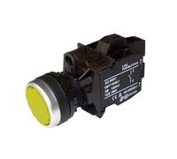Pulsante piatto rotondo, giallo, con luce; LA42PD-10/DC24V/Y