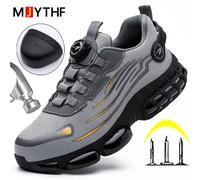 Pulsante rotante Nuove scarpe antinfortunistiche da uomo Scarpe da lavoro anti-smash anti-puntura Scarpe sportive da uomo di moda Stivali protettivi di sicurezza da uomo