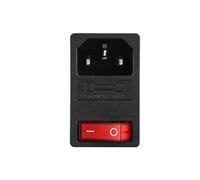 Pulsante Rotondo Interruttore a bilanciere rosso KCD3 da, 3 pin, LEC320 C14, modulo di ingresso CA montato su pannello, presa alimentazione, connettore spina