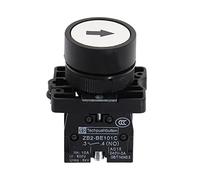 Pulsante Start Stop da 22 mm con il simbolo della freccia XB2 Pulsante interruttore a tocco piatto Interruttore a pulsante momentaneo Pulsanti rosso/verde Componenti elettronici (Size : 3 White -Arro
