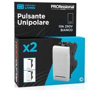 Pulsante Unipolare 10A 250V Compatibile con BTicino Livinglight Tasto a Polo Singolo a Incasso da Muro Frutti Elettrici Colore Bianco - Confezione da 2