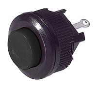 Pulsante unipolare con tasto nero con contatto normalmente chiuso, foro di montaggio diametro 14mm - 250V 1A