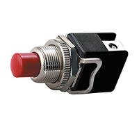Pulsante unipolare con tasto rosso con contatto normalmente chiuso, foro di montaggio diametro 12mm - 250V 4A
