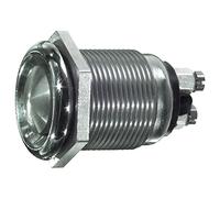 Pulsante unipolare in metallo con contatto normalmente aperto, foro di montaggio diametro 19mm, IP66-250V 2A