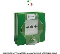 PULSANTE VERDE ANTINCENDIO RICHIESTA MANUALE DI INTERVENTO RIPRISTINO A CHIAVE