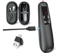 Pulsante wireless per presentazioni con puntatore rosso, Power Smart Digital Display PowerPoint Presenter Remote, USB C ricaricabile A Google Slide Advancer per Mac Laptop PC Computer Keynote