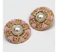 Pulsanti, Bottoni, 6 pezzi 25 mm grandi bottoni di perle for cappotto da donna vintage lusso for cucire abito retrò fatto a mano artigianato fai-da-te-nero,25mm(Pink)