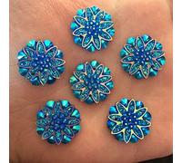 Pulsanti, Buttons, 20 Pcs Resin 18mm Bling Flower Flat Back Rhinestone Ornaments Wedding Appliques-Green