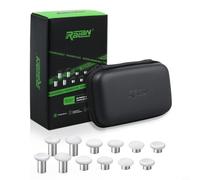 Pulsanti di ricambio per joystick analogico 3D per PS4, PS5, Xbox One Series X/S, EVA + tappo a fungo in lega con custodia, nero (nero)