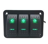 Pulsantiera Barca, Riloer 3 Gang Pannello Interruttori Barca 12V/24V 240W Interruttore Pannello Universale Per Auto Rv Yacht Modificato, Con Illuminazione Blu/Verde/Rossa