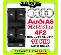 Pulsantiera lato guida Alzacristalli Interruttori Vetri per AUDI A6 C6 4F2 10PIN